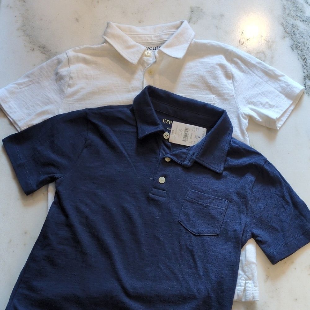 Crewcuts Boys Polo 2 Shirt Lot Navy White Size M NWT EUC